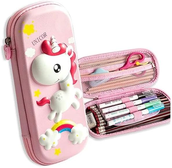 Cartuchera escolar kawaii 3D  - Unicornio